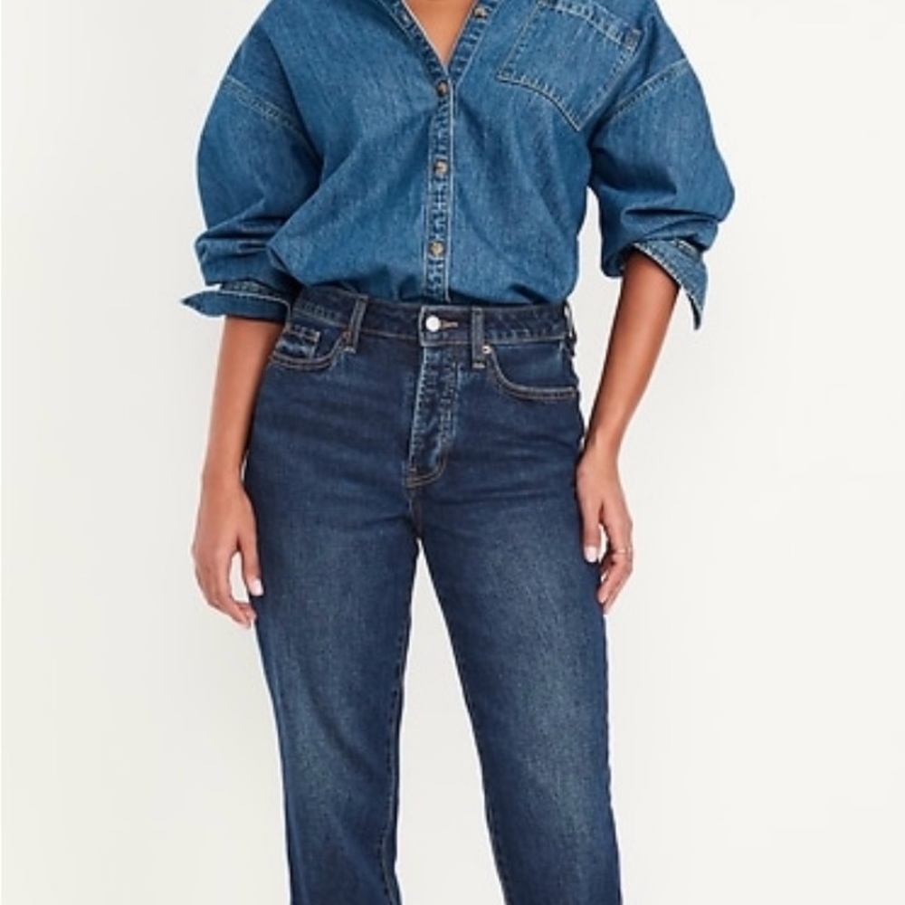 Old Navy Women's OGStraight Leg Jeans in Dark Blue size 12 Tall NWOT